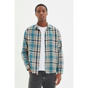 Trendyol Blue Men Regular Fit Plaid Shirt