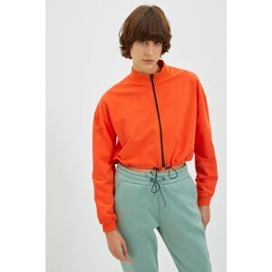 Trendyol Orange Stopper Detailed Crop Sports Sweatshirt