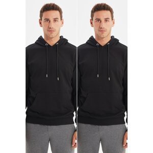 Trendyol Black Men's 2-Pack Regular Fit Basic Hooded Sweatshirt