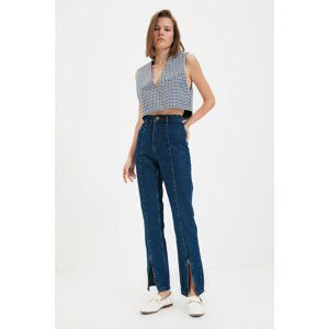 Trendyol Blue Zippered High Waist Bootcut Jeans