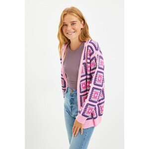 Trendyol Pink Jacquard Knitwear Cardigan