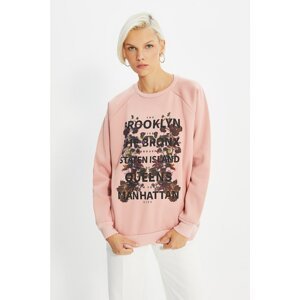 Trendyol Powder Printed Knitted Slim Sweatshirt
