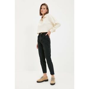 Trendyol Black Tasseled High Waist Mom Jeans