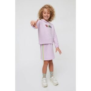 Trendyol Lilac Printed Hoodie Girl Knitted Thin Bottom-Top Suit