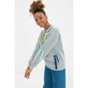 Trendyol Gray Rope Detailed Raised Basic Knitted Raised Sweatshirt