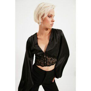 Trendyol Black Lace Detailed Satin Blouse