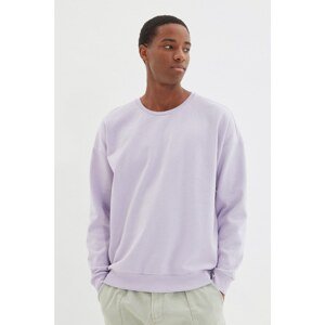 Trendyol Lilac Men's Oversize Long Sleeve Crew Neck Printed Sweatshirt