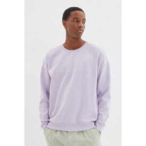 Trendyol Lilac Men's Oversize Long Sleeve Crew Neck Printed Sweatshirt