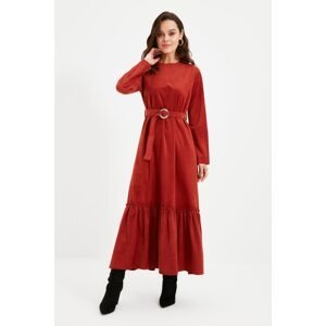 Trendyol Dried Rose Skirt Flounce Belt Detailed Dress