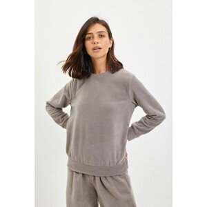 Trendyol Anthracite Fleece Basic Knitted Sweatshirt