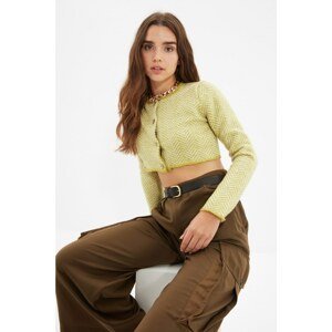 Trendyol Green Jacquard Crop Knitwear Cardigan