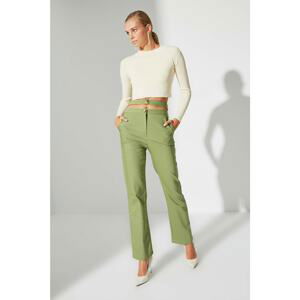 Trendyol Khaki Button Waist Detail Wide Leg Trousers