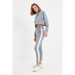 Trendyol Gray 100% Organic Cotton Striped Basic Jogger Knitted Thin Sweatpants