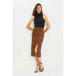 Trendyol Camel Leopard Printed Skirt
