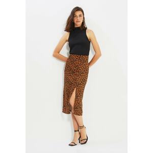 Trendyol Camel Leopard Printed Skirt