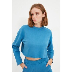 Trendyol Indigo 100% Organic Cotton Crop Knit Thin Sweatshirt