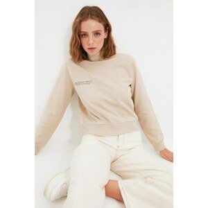 Trendyol Stone 100% Organic Cotton Standing Collar Basic Knitted Thin Sweatshirt