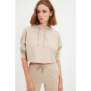 Trendyol Stone 100% Organic Cotton Crop Knit Thin Sweatshirt