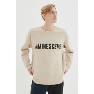 Trendyol Beige Men's Printed Oversize Fit Sweatshirt
