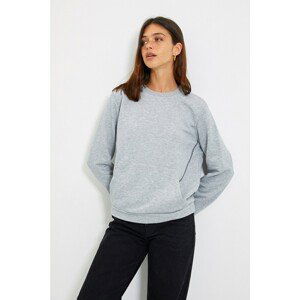 Trendyol Gray Oversized Stitched Basic Knitted Raised Sweatshirt