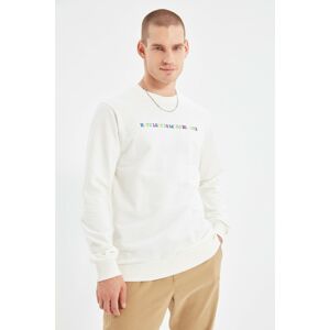 Trendyol Ecru Men Regular Fit Crew Neck Sweatshirt