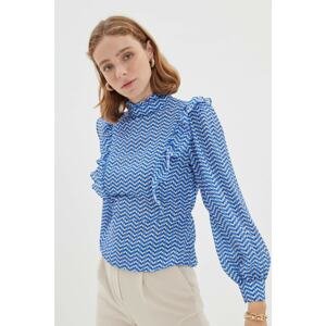 Trendyol Multi Color Frilly Stand Up Collar Blouse