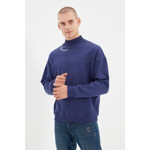 Trendyol Navy Blue Men's 100% Organic Cotton Oversize Fit Sweatshirt
