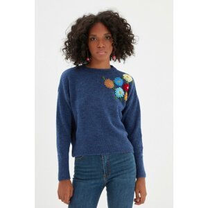 Trendyol Navy Blue Embroidery Detailed Knitwear Sweater
