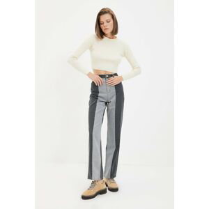 Trendyol Anthracite Color Block High Waist 90's Wide Leg Jeans