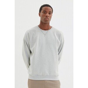 Trendyol Gray Men's Oversize Long Sleeve Crew Neck Printed Sweatshirt