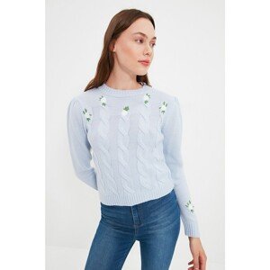 Trendyol Blue Tall Embroidered Knitwear Sweater
