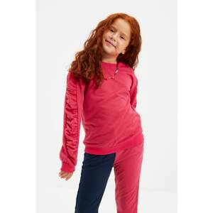 Trendyol Pink Ruffled Girl Knitted Slim Sweatshirt