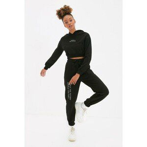 Trendyol Black Embroidered Knitted Tracksuit Set