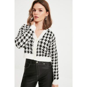 Trendyol Ecru Petite Crop Jacquard Knitwear Cardigan