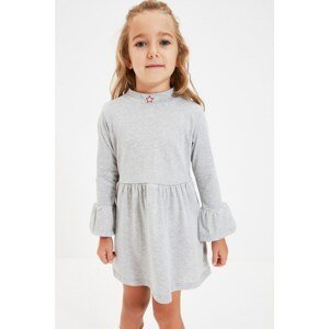 Trendyol Gray Sleeves Ruffle Detailed Girl Knitted Dress