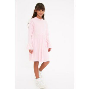 Trendyol Pink Sleeves Ruffle Detailed Girl Knitted Dress