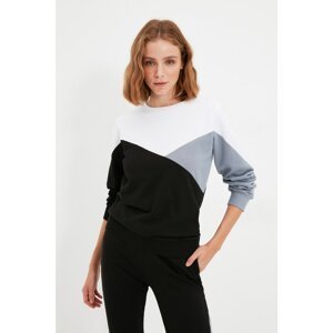 Trendyol Black 100% Organic Cotton Color Block Basic Knitted Thin Sweatshirt