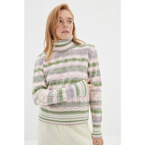 Trendyol Stone Striped Turtleneck Knitwear Sweater