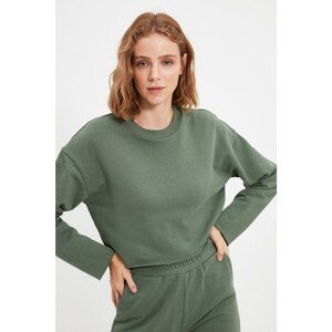 Trendyol Khaki 100% Organic Cotton Crop Knit Thin Sweatshirt