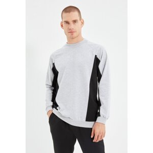 Trendyol Gray Men's Regular Fit Long Sleeve Crew Neck Paneled Sweatshirt