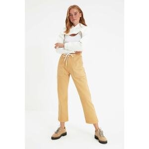 Trendyol Taba Binding Detail High Waist Straight Jeans