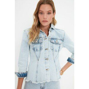 Trendyol Light Blue Stitch Detailed Tasseled Denim Jacket