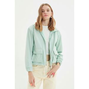 Trendyol Mint Zipper Closure Coat