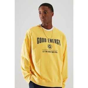 Trendyol Yellow Men's Oversize Crew Neck Long Sleeve Printed Sweatshirt