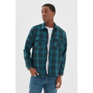 Trendyol Petrol Men's Plaid 2 Pockets Regular Shirt