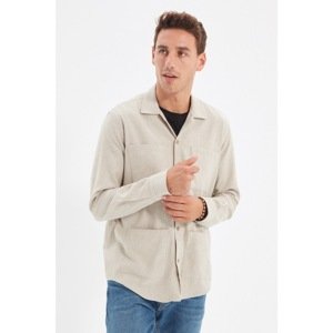 Trendyol Beige Men's Regular Fit Pocketed Shirt