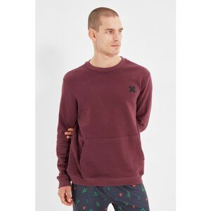 Trendyol Plum Men Regular Fit Long Sleeve Crew Neck Print Sweatshirt