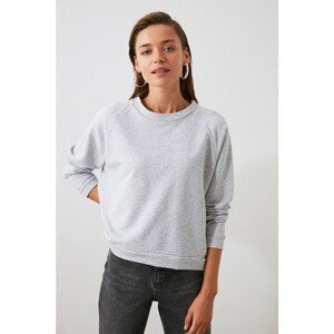 Trendyol Gray Raglan Sleeve Basic Knitted Slim Sweatshirt
