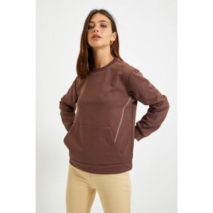 Trendyol Brown Bedstead Stitched Basic Knitted Raised Sweatshirt