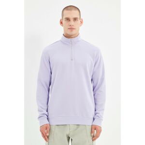 Trendyol Lilac Men Regular Fit Zippered Turtleneck Long Sleeve Basic Sweatshirt